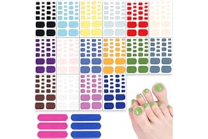 HOINCO 352 piezas 16 hojas Pegatinas de Esmalte de Uñas Color Sólido, Envoltura de uñas de los pies color sólido, Calcomanías para uñas de los pies color sólido, con 6 herramientas de manicura para uñas