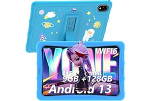 DOOGEE U10 KID Tablet Bambini 10 Pollici, Tablet Android 13 con WiFi 6, 9 GB RAM + 128 GB ROM, Controllo Parentale, Custodia Antiurto EVA, Kids Space, 5060mAh, Widevine L1, PlimPad Kids 10 (Blu)