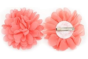 PrettyBoutique Girls Kids Women Chiffon Flower Hair Clip Alligator Clip Party Wedding (10cm, Coral)