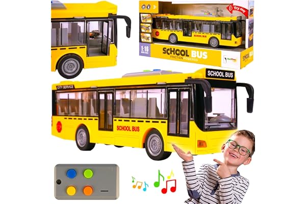 MalPlay Bus avec bruits de conduite, lumières et portes ouvertes | Bus électrique jouet 1:16 | Voiture jouet | Enfants à partir de 3 ans