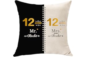 Hasodeo 12 Jahrestag Geschenk Für Ihn Sie, Kissenbezug Jubiläum Geschenk, Beste Hochzeitstag Jahrestag Geschenkidee, Geschenk Zum 12. Jahrestag Für Freundin Männer Frauen Paare Mann Frau (12)