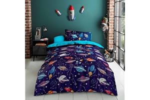 GC GAVENO CAVAILIA Kids Space Single Bedding Set For Boys | Microfiber Universe Planets Comforter Hypoallergenic Quilt Cover | Multi
