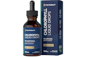 HORBÄACH Liquid Chlorophyll Drops for Water Extracted from Alfalfa | 100ml - 3+ Months Supply | 100 Servings | Mint Flavour | Vegan Liquid Food Supplement | by Horbaach