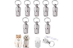 MLCZWT 8 Pièces Pendentif Identification Chien, Anti-Perdue Pendentif Identification, Tube d'Étiquette d'Identification, Étiquettes d'identification Chat, pour Chien Chat Animaux de Compagnie Argent