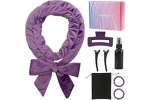 Anei Rizador de Pelo Sin Calor, Juego de rizadores de satén sin calor, Rizadores De Pelo Suaves Para Dormir, Diadema para pelo rizado con diseño de leopardo (Morado)