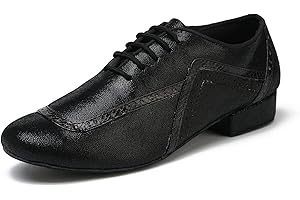 MINITOO Mens Lace-up Leather Synthetic Ballroom Professional Dance Shoes