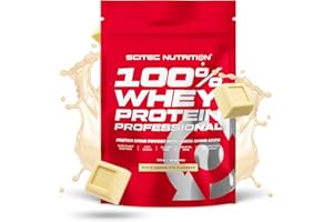 ‎SCITEC NUTRITION Scitec Nutrition 100% Whey Protein Professional - Wzbogacony o dodatkowe aminokwasy i enzymy trawienne - Bezglutenowy - Bez oleju palmowego, 500 g, Biała czekolada