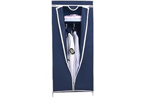 AROME PUR Fabric Canvas Wardrobe Organizer Clothes Rail Shelf Storage Closet Single (Blue)