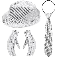 Disco-Kostüm-Set Für Herren - 4-teilig Mit Pailletten Hut, Fliege, Hosenträger & Handschuhen