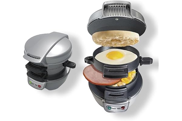 Appareils à Sandwiches, Grill Sandwich/Hamburger, Avec Compte à Rebours Numérique, Lave-vaisselle, Parfait Pour Les Hamburgers, Collations, Petit-déjeuner Rapide (Argent)