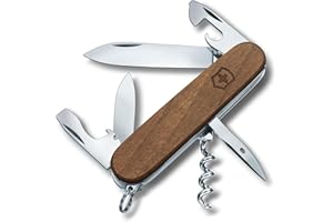 Victorinox Spartan Wood Swiss Army Knife, Medium, Multi Tool, Camping Knife, 10 Functions, Blade, Can Opener, Wood Brown