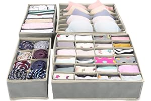 RANJIMA Organizador Sujetadores, Organizador Ropa Interior, 4 Cajas Plegable Organizador Cajones Ropa Interior, Organizador de Almacenamiento para Sujetadores, Ropa Interior, Calcetines, Corbatas