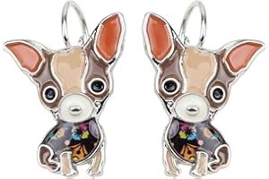 NEWEI Enamel Alloy Cute Unique Chihuahua Dog Earrings Drop Dangle Fashion Dog Jewelry for Women Girls Gift Charms
