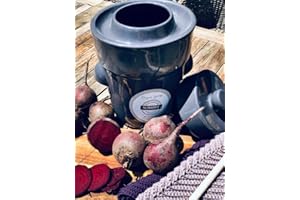 MS-Steinzeug Gärtopf 5 L Steingrau + Beschwerungssteine | Fermentation mit Sauerkrauttopf | Einmachtopf zum Konservieren | Milchsäuregärung ideal für Vegetarier und Veganer | Inkl. Rezepte