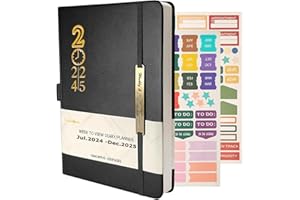 YOUZHIZHE Academic Diary 2024-2025 - 18 Month Diary 2024 2025 A5 Week to view from Jul. 2024 to Dec.2025, Weekly & Monthly Planner with Monthly Tab, Inner Pocket