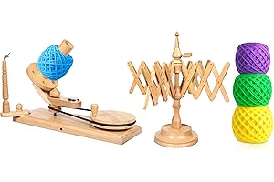 Brainmart Bobinadora de bolas de hilo de madera operada a mano e hilo de lana rápida, soporte para cuerda, accesorios de ganchillo, regalo de tejedor (Bobinadores de bolas combinados)