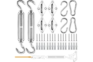 Awroutdoor Sun Shade Sail Fixing Kit, M5 Awning Attachment Set for Garden Triangle and Square, Rectangle - 304 Stainless Steel Sun Shade Sail Fixing Hardware Accessories Kit