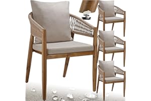 TecTake® Lot de 4 Chaise de Jardin Fauteuil Salon extérieur Bois d'acacia avec Accoudoirs, résistant aux intempéries, pour Salon de Jardin Exterieur, Meuble pour Amenagement Balcon Terrasse