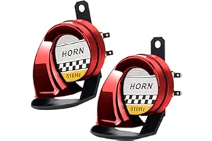 BSEICAL 2 Piezas Bocina Coche Potente de 12V 300DB, Bocinas Camion Bocina Coche Potente Tren, Claxon Coche Eléctricos Claxon Moto Universal, Motocicletas Vehículos Cuerno de Caracol Eléctrico (Rojo)