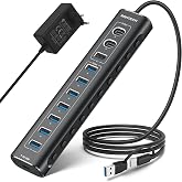 USB C 3.2 Hub Active Power Source (60W 12/5A), RSHTECH 11 Port USB C 3.1 Gen2 Hub 20W PD, 3 x 10Gbps USB 3.2 (2 x Type C, 1 x T