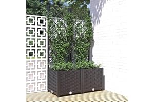 Myheimly Pflanzkübel mit Rankgitter Blumenkübel Pflanzkasten Blumentopf Blumenkasten Rankhilfe Spalier Gartenspalier mit Spalier Schwarz 80x40x136 cm PP