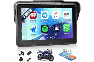 [2026] CAMECHO trådlös CarPlay för motorcyklar, 7-tums HD-skärm, vattentät enligt IP67 med pekskärm, stöd för Si-ri/G00gle Assistant