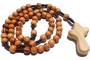 HOLYROSES Olive Wood Catholic Rope Rosary with Comfort Cross – Premium Quality Genuine HJW Product - Exclusively Designed Christian Prayer Beads for a Meaningful Spiritual Experience, Wood, No Gemstone