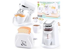 PLAY Utensilios de Cocina Juguete, Set de Accesorios Con Cafetera, Batidora, Tostadora Con Luces y Sonidos Realistas, Regalo Infantil para Niños 3+ Años