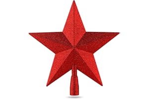 TK GRUPPE TIMO KLINGLER Stella per albero di Natale, punta dell'albero di Natale, punta dell'albero di Natale, con stella, colore rosso