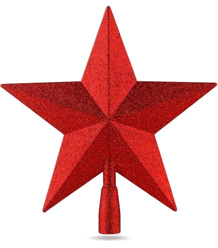Punta Per Albero Di Natale A Stella Dorata, In Plastica, Decorata Con Glitter, Altezza 23 Cm