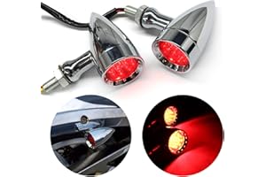 JMTBNO Frecce Moto LED Cromo Indicatori di Direzione Luce Rosso Alluminio Bullet Blinker Indicatore Luminosi M10 12V Universale per Bobber Chopper Cruiser Cafe Racer Scrambler Street Tracker Custom