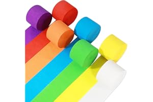 Bomtop 7 Rollen Krepppapier Bunt, kreppband bunt Bänder Regenbogen Krepppapier, für Hochzeitsdekorationen Party Feier Dekoration Geburtstagsdeko (4.5 cm x 25 m)