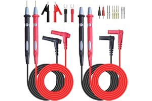 KAKOOTI Sondes de Multimètre，Cable multimetre, Lot de 17 embouts de sondes de test multimètre remplaçables avec pinces crocodiles，Pour multimètres Fluke/AstroAI/INNOVA/KAIWEETS