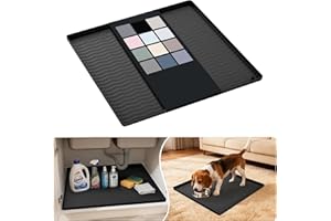 URMONA Tappetino in Silicone per Cucina e Bagno, 48 B x 48 L cm Impermeabile e Antiscivolo – Protezione per armadietti, Ripiani e lavello (Nero)