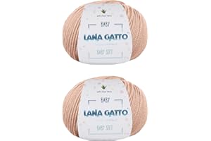 KALAPANTA Ovillos por Punto, 100% Pura Lana Merino Virgen Extrafina by Lana Gatto. Línea Baby Soft, Natural recién Nacido con Aloe Vera, 100 g. 340 MT, (Beige - 14621, 2)