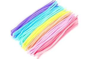 Yoezuo 100 Piezas Limpiapipas, Limpiapipas de Colores, Línea Chenilla Limpiapipas y Glitter Pipe Cleaner para Manualidades y Decoración, 30cm*6mm (7 colores)