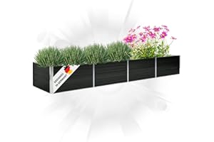 DELUKE® Hochbeet für Garten OSKAR Anthrazit | 320x80x45cm | Verzinkter Stahl | Wetterfest | Hochbeet Metall Gartenbeet Kräuterbeet Blumenbeet Beet hoch Frühbeet für Garten Gemüsebeet