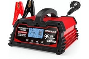 YINLEADER Cargador de Batería para Automóvil 25A 12V/24V 12A Inteligente Automático con Pantalla LCD, para Batería de Motocicleta y 12V LiFePO4