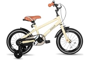 STITCH 14/16 Inch Kids Bike for 3-7 Ages Girls/Boys, 14/16 Inch Wheels Bike for Boys With Stabilisers, Beige, Pink, Blue, Silver, Green