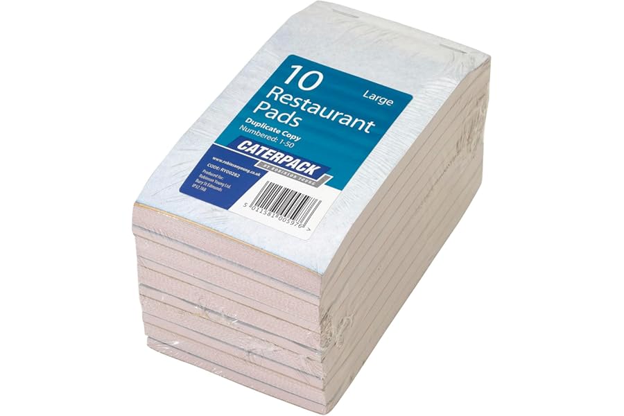 Caterpack by Robinson Young - Restaurant Pads Large Duplicate - 10 Pads for use in Restaurants, Bars, cafes and Food outlets.