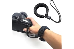 fuxunamz Pasek na aparat na rękę do aparatu systemowego Camcorder, pasek na nadgarstek – [2 sztuki] pasek na rękę z nylonu paracord, pasek do aparatu do noszenia na nadgarstku DSLR/DSLM, czarny