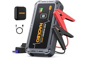 NACKEO 7000A Jump Starter Power Pack, 12V Car Battery Booster Jump Starter for Up to All Gas and 10.0L Diesel Engine Car jump starter, Jump Pack, Battery Booster with Jumper Cable,Lights,Storage Case,Compact
