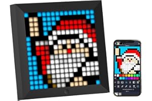 Divoom Pixoo Pixel Art Digital Photo Frame with 8.6 Inch Mood Light App Control, Desk/Wall Led Smart Clock, Decorative Lamp for Gaming Room Home Decor（Black）