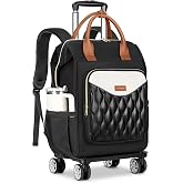 Ytonet Women's Wheeled Backpack, Wheels Backpack with Detachable Trolley | 2 in 1 Wheeled Cabin Backpack, Women's Portable Ba