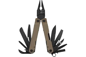 Leatherman Rebar Outil Multifonction - 17 Outils pour le Bricolage et le Camping - Acier Inoxydable Noir, Marron