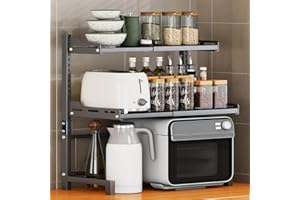 BSTHOK Półka na kuchenkę mikrofalową, rozszerzalny stojak, stojak na blat kuchenny, regał ścienny, organizator