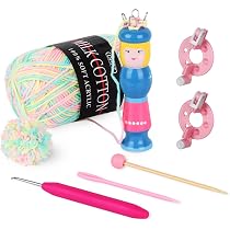 Yhuasia Kit Tricotin Manuel 2 Pièces - Aiguilles à Tricoter Pour Enfants - Loisirs Créatifs Laine Et Bricolage