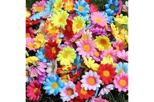BELUGSIN 100 szt. Sztuczne kwiaty stokrotki głowy do samodzielnego wykonania tortu korony pakowania aranżacji stołu weselnego (4 cm)