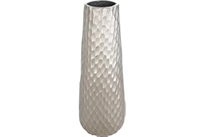 ‎EGLO LIVING EGLO LIVING Metallvase Nilgaut, Elegante Deko Vase, gehämmerte Dekovase für Wohnzimmer, Blumenvase aus Metall in Nickel, Tischdeko 40,5 cm