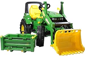 Rolly Toys 710379 - Trattore a pedale John Deere 7930, 3-8 anni con caricamento frontale, trasportatore